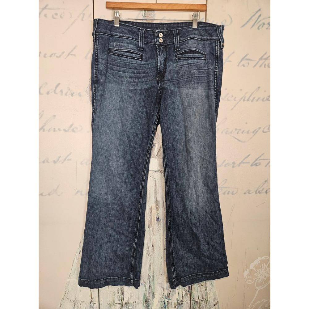Ariat Ella Trouser Jeans 33R Bluebell Dark Wash Wide Leg Stretch Denim AW5369